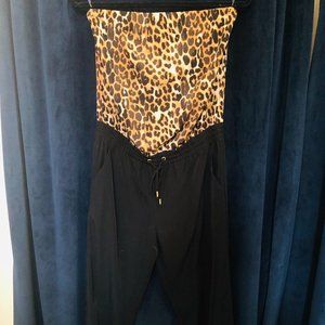 Strapless Cheetah Printer Pantsuit - Express